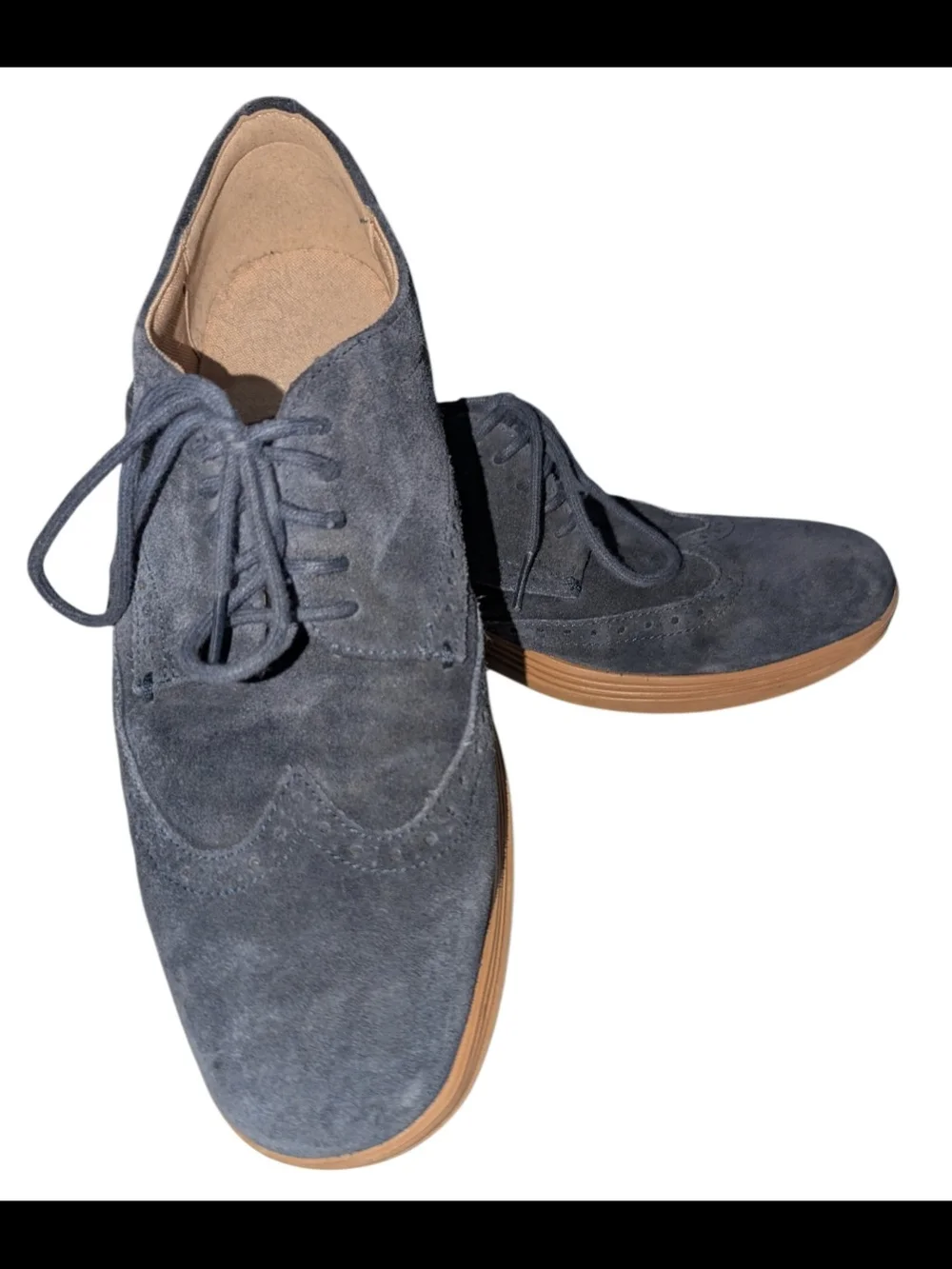 Cole Haan Men's Blue Suede Wingtip Oxfords